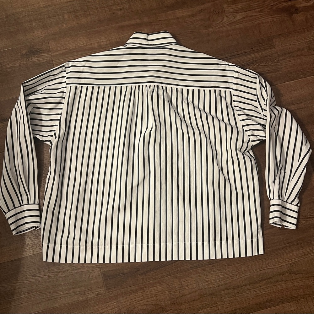 Closed Striped Cropped Button Down Blouse Ivory B… - image 5